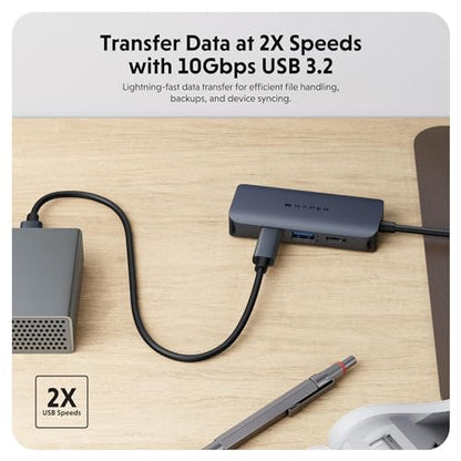 HyperDrive Next 4 Port USB C Hub for Mac, PC, Chromebook with 4K60Hz HDMI, 2 USB-A, USB C Hub 10Gbps, USB-C 10Gbps 100W Power Delivery Ports - size: 4 Port USB-C Hub with 2x USB-A