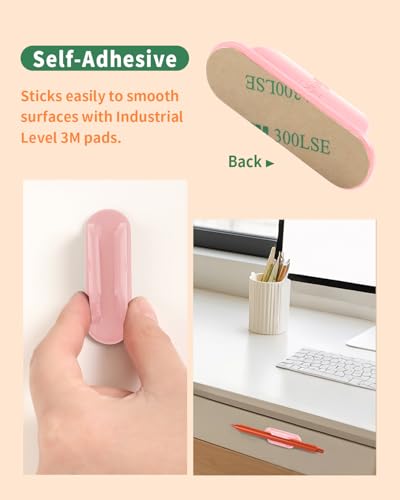 Tiizze Adhesive Pencil Holders for Desk Set of 10 - Silicone Pen Holder with 15 PCS Adhesive Pads - Flexible Pencil Holder for Office Essentials Accessories and Teacher Supplies, Pink - color: PINK