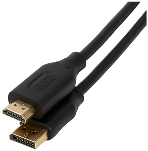 Amazon Basics DisplayPort to HDMI Display Cable, Uni-Directional, Video and Audio, Gold-Plated, 6 ft, Black, Case of 120 - size: 6 Feet, style: 120-Pack