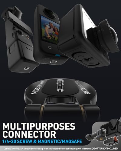 2-in-1 Magnetic Phone Stand & Action Camera Mount, N52 Magnet Phone Holder | for Gym/Desk, Portable for Magsafe iPhone 17-12, Arca-Swiss & 1/4" Screw for DJI Osmo Pocket 3/4, GoPro 13/12|Patented Design