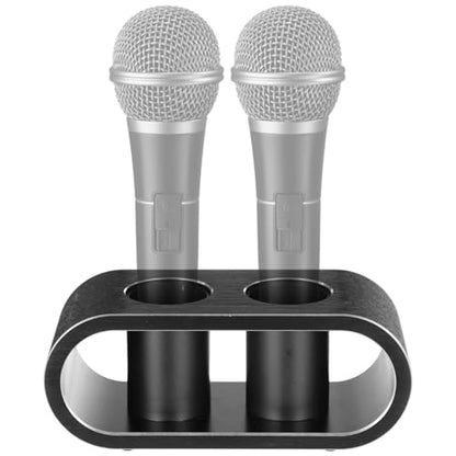 yeesport Metal Desktop Microphone Storage Holder, Aluminum Alloy Microphone Stand, Fashionable Tabletop Mic Organizer for Desk, Mic Mount for Karaoke, Nightclubs, Homes, Holds Two Microphones