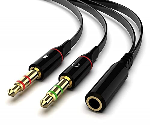 Maeline Headphone Splitter Adapter, 3.5mm Mic Cable for Computer, Headset 3.5mm Female to 2 Dual Male Microphone Audio Stereo Jack Earphones Port to Gaming Speaker PC - 50 Pack - size: 50 Pack
