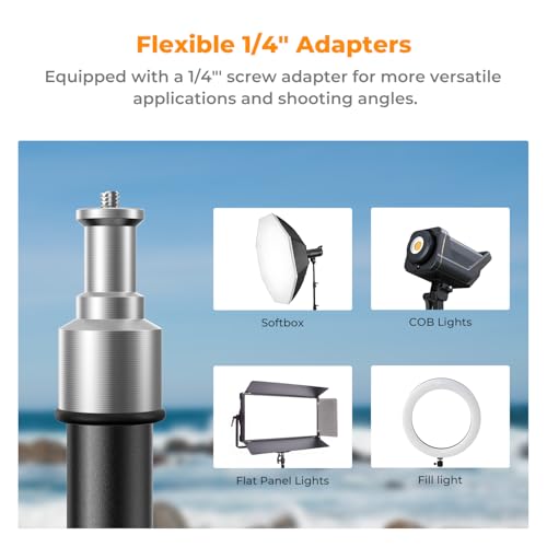 K&F CONCEPT Light Stand for Photography, 7.5ft/2.3M Portable Extendable Photo Video Tripod Stand, Lighting Tripod with 1/4" Screw for Lighting/Strobe Light/Webcams/Cameras/Softbox, with Storage Bag - size: 2.3M
