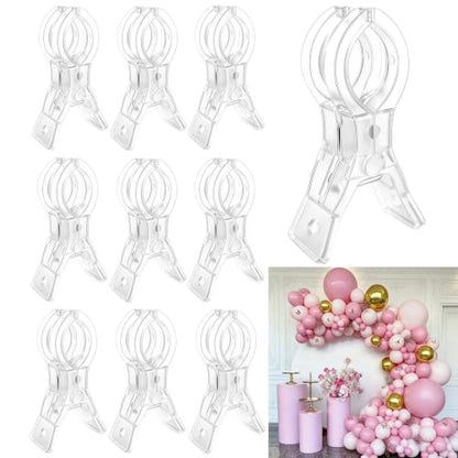 10 Pack Balloon Arch Clips, 3.5" Heavy Duty Transparent Plastic Spring Clamps, Large Backdrop Clips for Birthday Wedding Party Decoration, Backdrop, Photo Studio & Craft Supplies