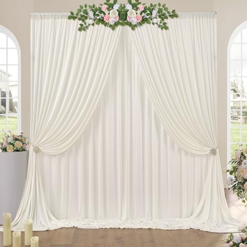 10ft x 10ft Wrinkle Free Ivory Backdrop Curtains for Parties, Polyester Photo Backdrop Drapes 2 Panels 5x10ft Background for Wedding Birthday Baby Shower Party - color: Ivory, size: 10ftx10ft