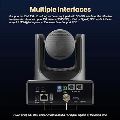 4K PTZ Camera,20X Optics Zoom,4KP60 UHD Live Streaming PTZ Camera,SDI/HDMI/USB/IP Outputs for Church/Events Services (Gray No NDI) - style: 4K PTZ Camera