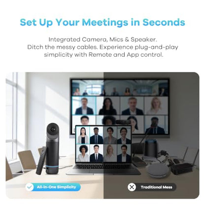 KanDao Meeting PRO 2 4K HDR Video Conference Camera with SmartNote,360 Degree, Auto Tracking, Noise-Canceling Mics, Works with Zoom, Teams & More(Real-Time Translations/Meeting Summary/Content Recap) - color: Black-Grey