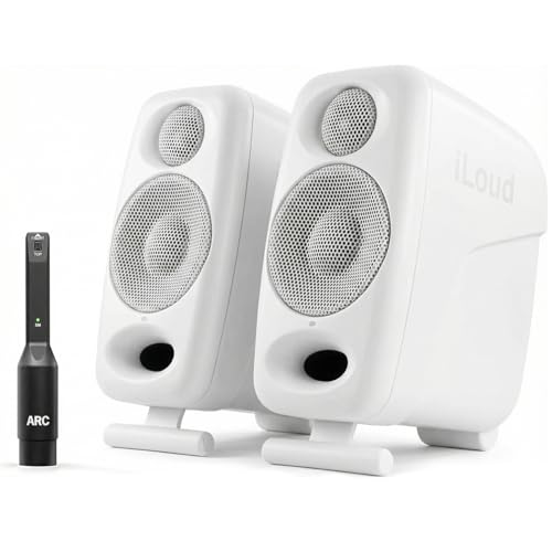 IK Multimedia Premium Version iLoud Micro Monitor Pro White (Pair) 50 Watt Portable & Powerful Reference Studio Monitor, Class D High-Efficiency Amplifier, Custom-Made Drivers for Music Mixing - color: White, style: iLoud Micro Monitor Pro-Double