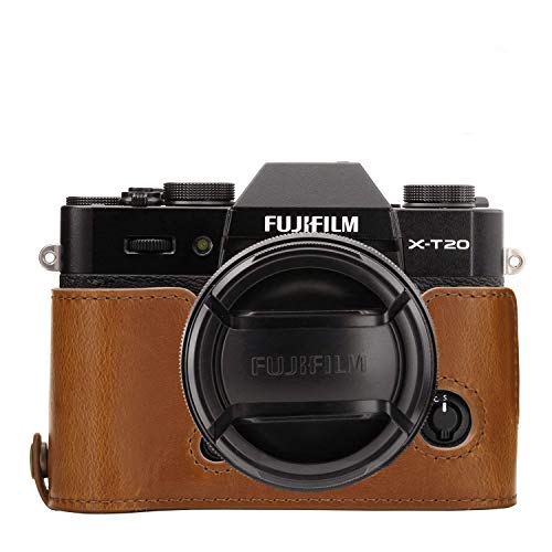 MegaGear Ever Ready Leather Camera Half Case and Strap Compatible with Fujifilm X-T30, X-T20, X-T10 - color: Light Brown