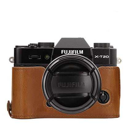 MegaGear Ever Ready Leather Camera Half Case and Strap Compatible with Fujifilm X-T30, X-T20, X-T10 - color: Light Brown
