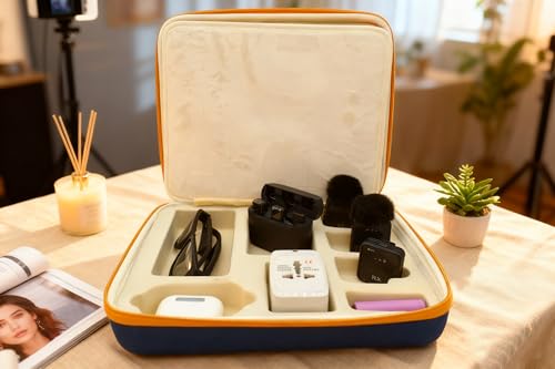Electronics Organizer Case, Daily Tech Accessories Storage Bag for Charger, Cables, Power Bank, Lapel Mic,Watch, Passport, Travel Electronic Organizer Case for Travel Live Streaming Business Trip
