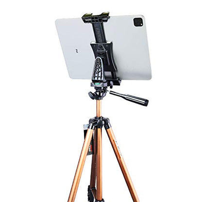 IPad Tripod Mount Adapter 360 Degree Rotatable Universal Tablet Clamp Holder for iPad Pro 12.9 11 10.5, iPad Air Mini, Surface Tab, Galaxy Tab and 3.5 to 13.5in Phone Tablet, for Tripod, Monopod