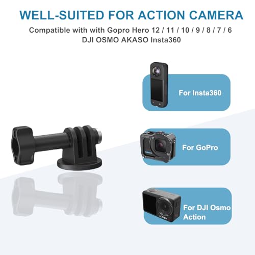 Tripod Mount Adapter 1/4" Screw for Gopro Hero 12/11/10/9/8/7/6, DJI OSMO AKASO Insta360 Action Camera, Fits for Tripod Selfie Stick Monopod and DSLR Camera Flash - 1 Pack