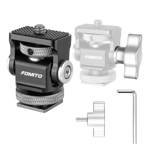 FOMITO Metal Camera Monitor Mount with 1/4" Serew and Cold Shoe, Rotary Adapter 360° Swivel Universal for Flash Speedlite, Field Monitor, LED Video Light, Microphone,etc- Gray Color - color: Grey, size: Single mount