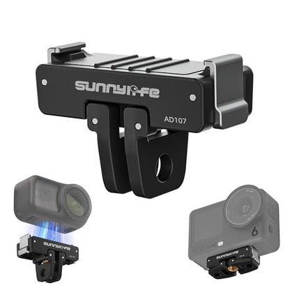 Dual-Direction Magnetic Mount Adapter for DJI Osmo Action 6/Nano - Quick-Release Base with 1/4" Thread & Foldable Connector for Tripods, Selfie Sticks, Vlogging Accessories