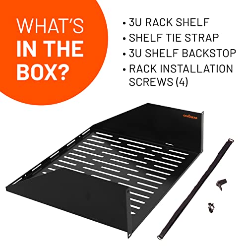 ECHOGEAR 3U Rack Shelf - Universal Design Works with Any Rack - Holds 75bs of Servers, Network Gear, or AV Equipment - 15" Deep Steel Shelf with Ventilated Design - Install Hardware Included - size: 3U Rack Shelf
