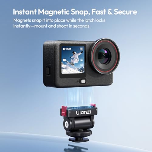 ULANZI OA27 Magnetic Cold Shoe Adapter, Adapter Mount Compatible with DJI OSMO Action 6 & OSMO Nano Xtra Muse, Magnetic Quick Release with 180° Tilt, Cold Shoe + 1/4”-20 Thread, All-Metal Mini Rig