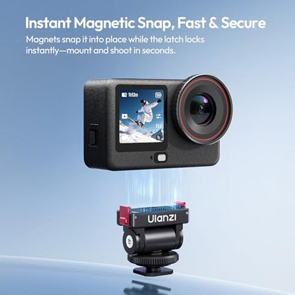 ULANZI OA27 Magnetic Cold Shoe Adapter, Adapter Mount Compatible with DJI OSMO Action 6 & OSMO Nano Xtra Muse, Magnetic Quick Release with 180° Tilt, Cold Shoe + 1/4”-20 Thread, All-Metal Mini Rig