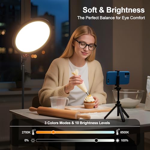 Ring Light with Stand, 14" Professional LED Camera Lighting for Video Recording, Adjustable Height Content Creator Essentials Kit, Selfie Ring Light for TikTok YouTube