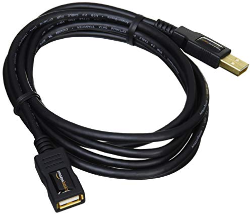 Amazon Basics USB-A 2.0 Extension Cable, Male to Female, 480Mbps Transfer Speed, 6.5 Foot, Black - size: 6.5 Feet, style: 1-Pack