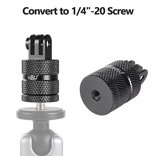 HSU Aluminum 1/4 inch 20 Camera Mount, 360 Degree Rotation Tripod Adapter Fits GoPro Hero, DJI Osmo Action Camera Insta360 Ace Pro AKASO Campark and Other Standard 1/4 Accessories