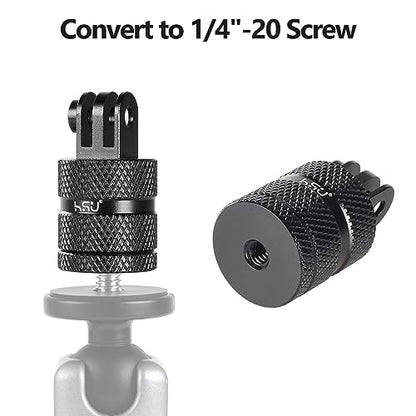 HSU Aluminum 1/4 inch 20 Camera Mount, 360 Degree Rotation Tripod Adapter Fits GoPro Hero, DJI Osmo Action Camera Insta360 Ace Pro AKASO Campark and Other Standard 1/4 Accessories