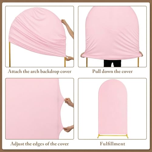 Toolterritary Metal Arch Backdrop Stand and Cover Set, 8FT, 7.2FT Party Backdrop, Easy to Assemble, Backdrop Stand for Parties, Birthday, Baby Shower - color: Pink, size: 8ft,7.2ft