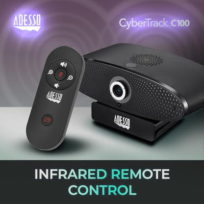 Adesso 4K Webcam for Conference and Meeting Room, PC and Laptop with Remote Control Ultra HD Boardroom Camera with 8MP CMOS Sensor, Adjustable View Angle, 4X Zoom, Clear Speaker, and Microphone