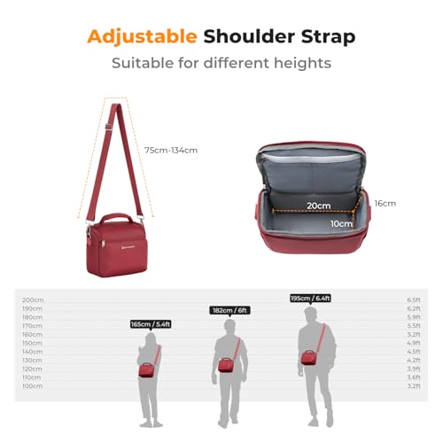 K&F CONCEPT Camera Sling Bag Small Crossbody Camera Case DSLR/SLR/Cute Compact Shoulder Photography Bags for Photographers - color: 10-Red