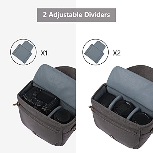 BAGSMART Canvas Crossbody Camera Bag with Rain Cover for Women Men, Gray | SLR DSLR Camera Case, Compact Camera Shoulder Bag - color: 03-Gray