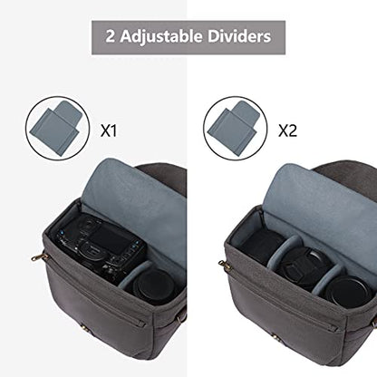 BAGSMART Canvas Crossbody Camera Bag with Rain Cover for Women Men, Gray | SLR DSLR Camera Case, Compact Camera Shoulder Bag - color: 03-Gray