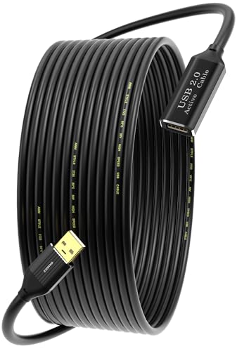 Active USB 2.0 Extension Cable 32FT(10M)with Built-in Signal Booster, 480Mbps High Speed Data Transfer Male to Female Repeater Cord, in-Wall-Long USB Extender for VR/Printer/Hard Drive/Xbox/PC - size: 32 ft (10m)