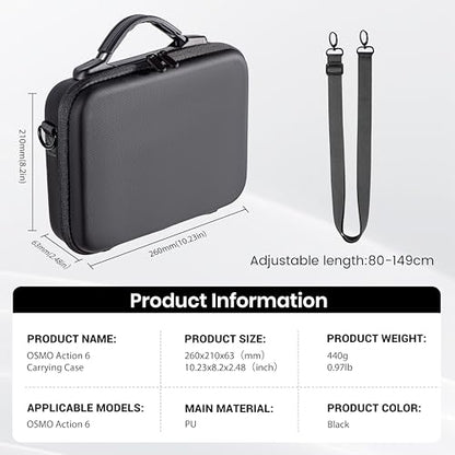 STARTRC Protective Carrying Case for DJI Osmo Action 6 Enhanced Combo(No for Cage), Portable Well-Organized Bag for Travel/Hiking/Cycling/Blogger, Splash-proof, Shockproof