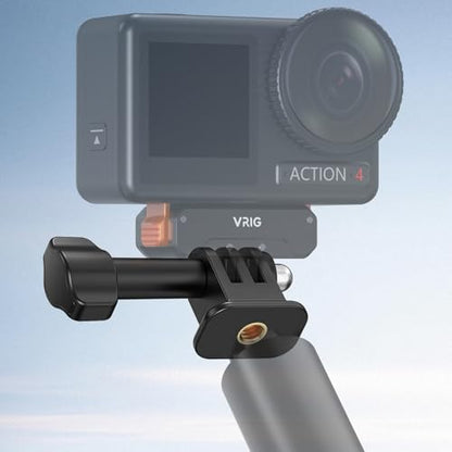 VRIG Tripod Mount Adapter 1/4" Screw for Go pro Hero 13/12/11/10/9/8/7/6,DJI Osmo Action5Pro/4/3, AKASO, Insta360 X5/X4/Ace Pro and Other Action Cameras on Standard 1/4"-20 Tripod Selfie Stick Monopod
