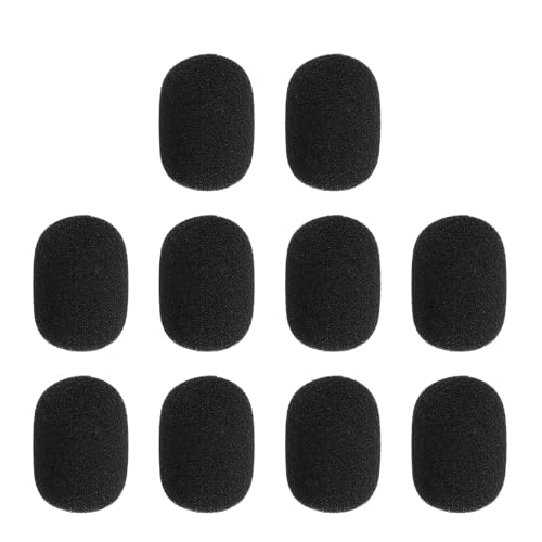 MECCANIXITY 10 Pcs Mini Foam Microphone Windscreen, 22x30mm High Density Black Mic Cover Noise Reduction Foam Covers for Streaming Stage Conference Use - color: Black, size: 22x30mm