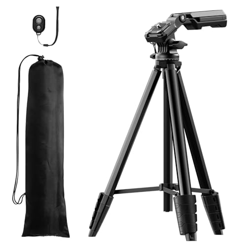 K&F CONCEPT Lightweight Camera Tripod for Phone, 16.7"(42.5cm) Folded with Quick Release Plate, Phone Holder & Strap, Max 62.2"(158cm) Height, 3kg Load, Camera Stand for Photography & DSLR/iPhone