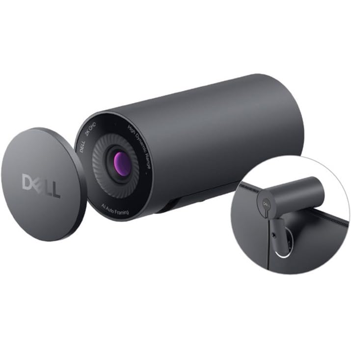 Dell Pro Webcam WB5023 - 2K QHD, 1440p, Sony Starvis Sensor, Upto 4x HD Digital Zoom, f2.0 Aperture, Magnetic Privacy Shutter, Microsoft Teams and Zoom Certified - Black