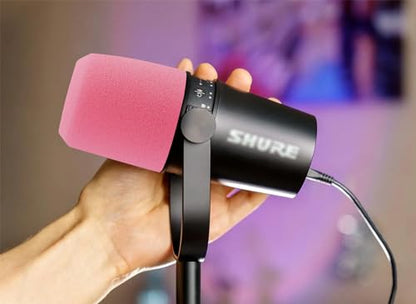 LEFXMOPHY Pink MV7 Pop Filter，Mic Foam Cover Replacement for Shure MV7 MV7X Microphone Windscreen, Wind Muff Acessory