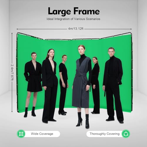 7.87ft x 13.12ft Green Screen Backdrop with Stand, 4-Panel Collapsible Portable Photo Background Screen with Carry Bag for Studio Photography, Live Streaming, Video Shooting, Gaming (Green) - color: Green