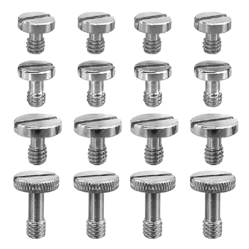 16PCS Camera Screw Set 4 Sizes Stainless Steel 1/4"-20 Slotted Camera Screw Kit Quick Release Plate Mount Screw Tripod Monopod Screw