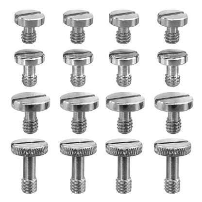 16PCS Camera Screw Set 4 Sizes Stainless Steel 1/4"-20 Slotted Camera Screw Kit Quick Release Plate Mount Screw Tripod Monopod Screw
