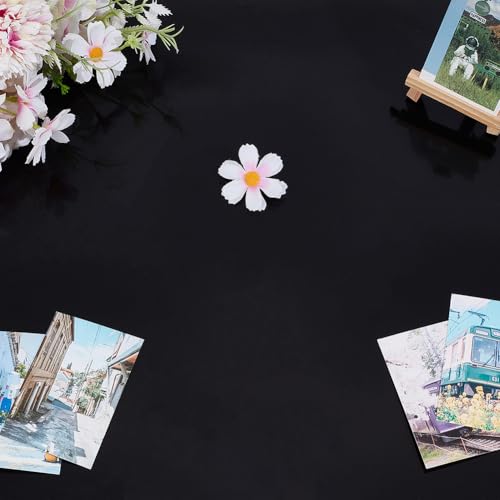 CREATCABIN PVC Photography Backdrop Black Matte Glossy Background Tabletop Backdrops Display Board Seamless Waterproof for Food Jewelry Cosmetics Small Product Props Video Photo Studio 35.4x15.7 Inch - style: Black