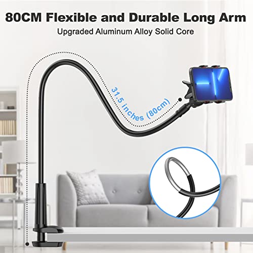 Gooseneck Cell Phone Holder, Universal 360 Flexible Phone Stand Lazy Bracket Mount Long Arms Clamp for Phone 13 Pro Xs Max XR X 8 7 6 6s Plus and Other 3.5~6.7'' Device (Black) - color: black