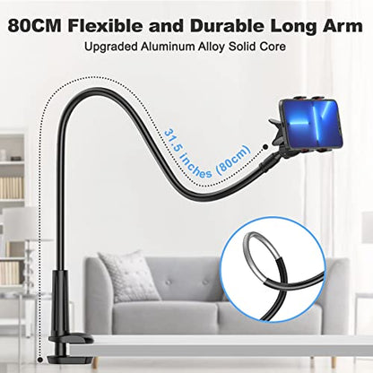Gooseneck Cell Phone Holder, Universal 360 Flexible Phone Stand Lazy Bracket Mount Long Arms Clamp for Phone 13 Pro Xs Max XR X 8 7 6 6s Plus and Other 3.5~6.7'' Device (Black) - color: black