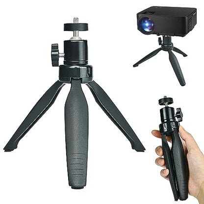 Mini Desktop Tripod Stand with 6.3 inch Universal 1/4 Screw Ballhead for Projectors, DSLR Cameras, Webcams, Smartphones, and Selfie Sticks - Black Angle Adjustable