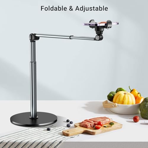 Mionondi Overhead Phone Mount for Video Recording, Aluminum Overhead Tripod for iPhone, Desk Phone Camera Stand for Cooking, Nail Techs, Filming, Live Streaming