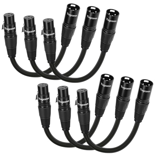 6-Pack Short XLR Mic Audio Extension Cables 1.5 Feet, 3-Pin XLR Male to Female Microphone Connector Extender Cord, Hi-Fi Sound for Speaker, Recording Studio, Mic Mixer, Audio Interface, Amplifier - color: Straight (1.5 Feet), size: 6 Pack