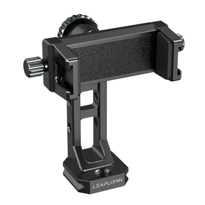 Metal Phone Mount for Tripod with 2 Cold Shoes & Arca Port,Phone Holder Stand with 4 * 1/4" Screw Mount,Support Vertical & Horizontal Rotate Suitable for iPhone 17 Pro/16Pro/15Pro/14/13