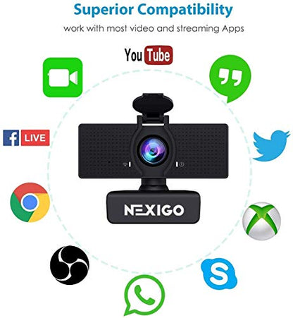 NexiGo N60 1080P Web Camera, HD Webcam with Microphone & Privacy Cover, USB Computer Camera, 110-degree Wide Angle, Plug and Play, for Zoom/Skype/Teams/OBS, Conferencing and Video Calling (Renewed) - style: 1080P Webcam