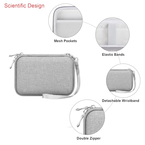Elonbo Camera Carrying Case for KODAK PIXPRO FZ55 / FZ53 / FZ45 / FZ43 16MP Digital Camera, Vlogging Camera Storage Holder Travel Bag, Mesh Bag Fits Batteries, Cable, Memory Card, Card Reader, Grey - color: Grey